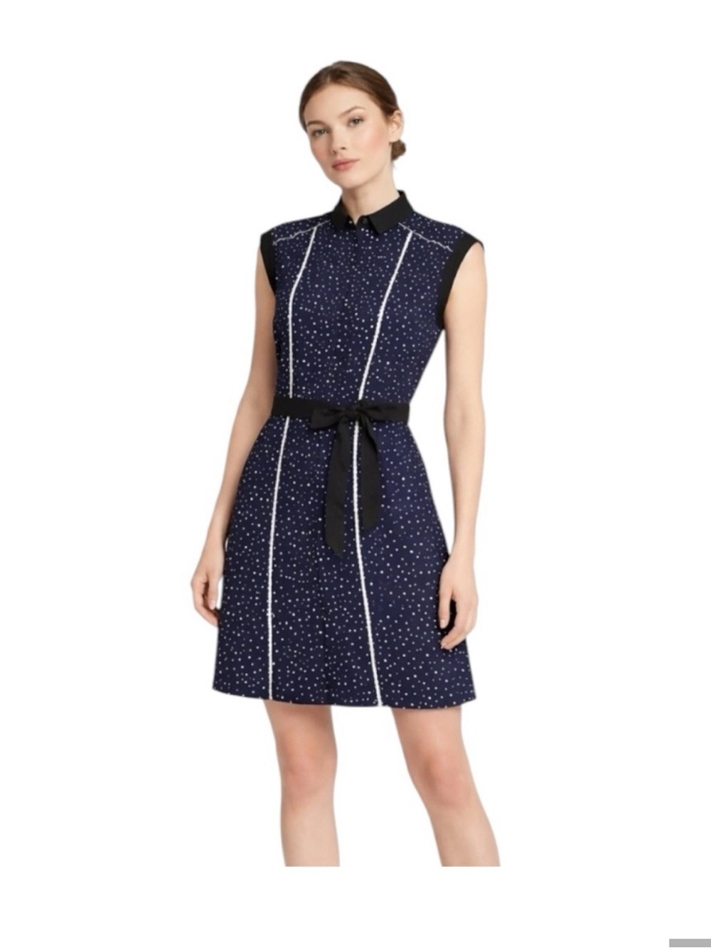 Jason Wu Navy Polka Dot Sleeveless Shirt Dress NWT